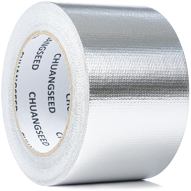 CHUANGSEED Adhesive Aluminum Foil Fiberglass Heat Shield Tape 3in x 90ft, Reflective Material Cool Tape Self-Adhesive for HVAC, Pipe, Auto,High Temp Protection - Image 1